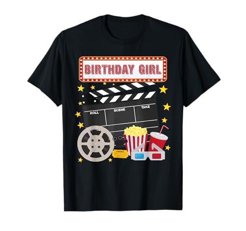 Passende Party zum Thema „Birthday Girl Crew“ zum Filmabend T-Shirt von Movie Night Themed Birthday Party Matching Apparel