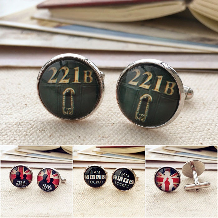 221B Baker Street Manschettenknöpfe Sherlock Holmes Geschenk von Moviefans