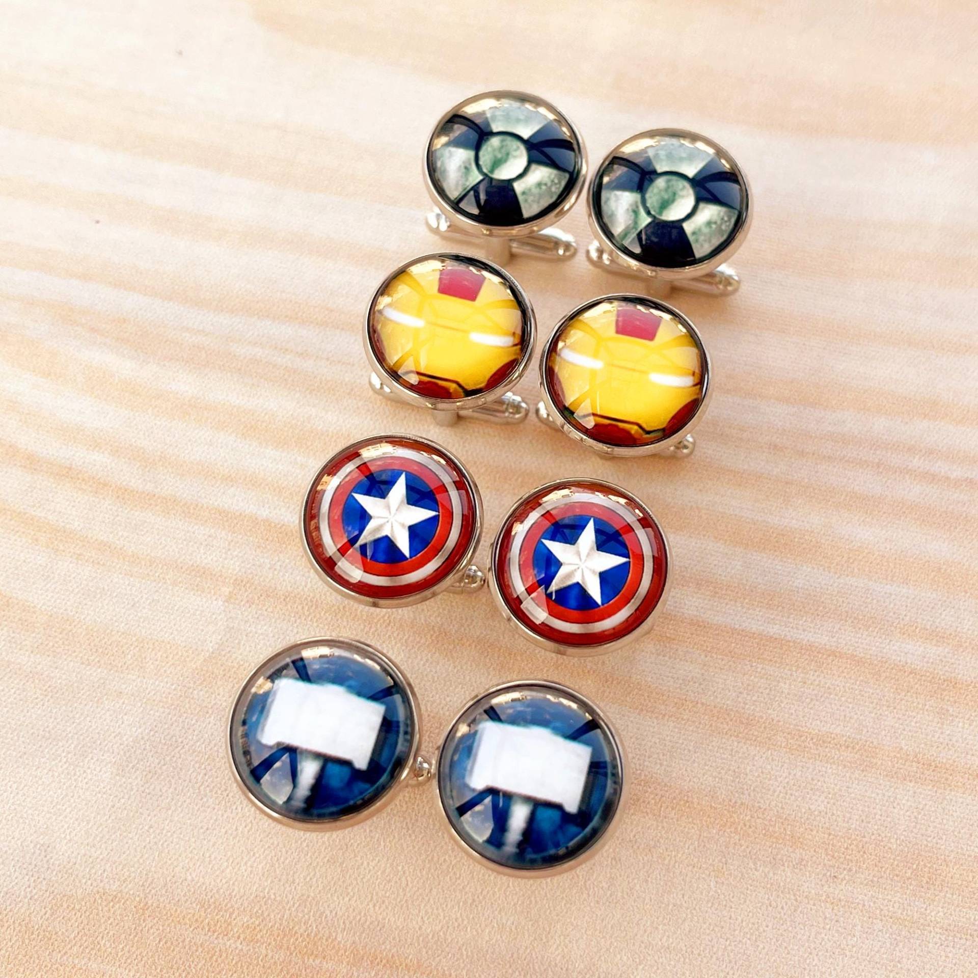 Manschettenknöpfe Avengers Superhelden Für Männer, Captain America, Thor, Hulk, Iron Man von Moviefans