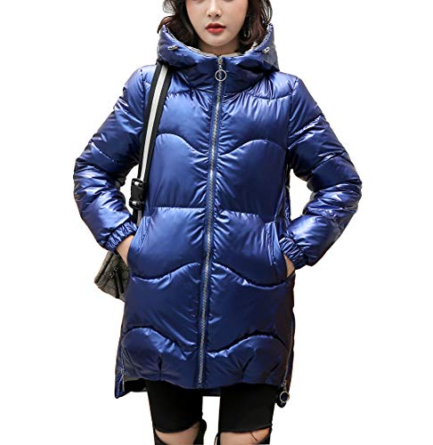 Moviendress Damen Wintermantel Übergangsjacke Daunenjacke Warm Mantel Parka Mit Winterjacke Mit Gefütterter Kapuze Baumwollkleidung (XL, Blau) von Moviendress