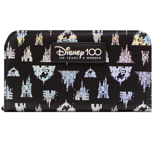 Walt 100 Years of Wonder Schlösser & Dschinnis Geldbörse/Geldbeutel Clutch Handy, Münzfach & Kartenhalter, Schwarz von Movies
