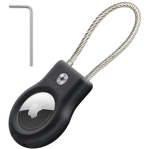 Movoja AirTag Schlüssel-Anhänger | Schloss mit Sicherheitsverschluss | Abschließbar | kompatibel mit Apple AirTag | für Schlüssel Koffer Gepäck Tasche Handtasche, Schwarz, Einheitsgröße von Movoja