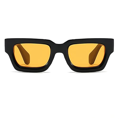 Movoja - All Black Orange Eyeware - Orangene Sonnenbrillen - Mit Unisex-Ästhetik - 100% UV 400 Schutz - UV400 getestet - Gelbe Gläser Orangefarbene Gläser Fear Looting - Form: Horizon von Movoja