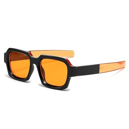 Movoja - All Black Orange Eyeware - Orangene Sonnenbrillen - Mit Unisex-Ästhetik - 100% UV 400 Schutz - UV400 getestet - Gelbe Gläser Orangefarbene Gläser Fear Looting - Form: Luminis von Movoja