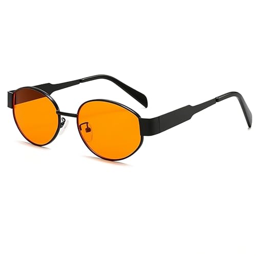 Movoja - All Black Orange Eyeware - Orangene Sonnenbrillen - Mit Unisex-Ästhetik - 100% UV 400 Schutz - UV400 getestet - Gelbe Gläser Orangefarbene Gläser Fear Looting - Form: Sirius von Movoja