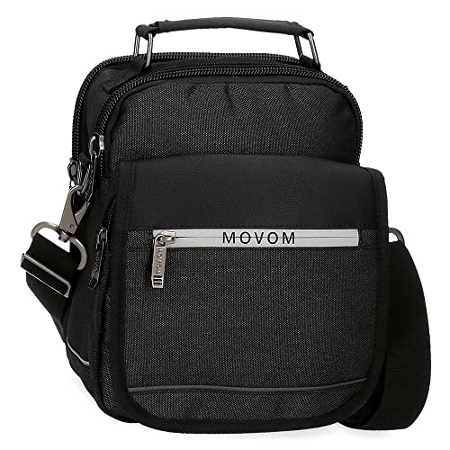 Movom Trimmed Umhängetasche, Zwei Fächer, Schwarz, 20 x 25 x 12 cm, Polyester, Schwarz, Umhängetasche, Zwei Fächer von MOVOM