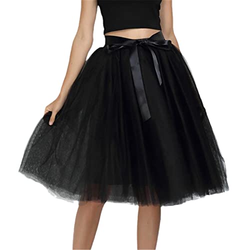 Mowaaey Mode Tüllrock Faltenröcke Frauen Petticoat Brautjungfern Süß Party Midi Rock Minirock Kleid, Schwarz , Einheitsgröße von Mowaaey