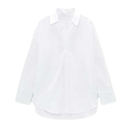 Mowaaey Weißes Hemd Frau Gelb Langarm Bluse Frauen Knopf Grün Hemd Weiblich Büro Rosa Sommer Top, weiß, Large von Mowaaey