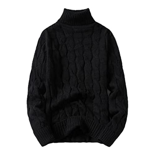 Solider Strick-Rollkragenpullover für Herren, Kleidung, Rollkragenpullover, modischer Pullover, Schwarz , XX-Large von Mowaaey