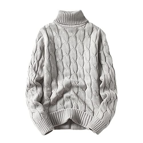 Solider Strick-Rollkragenpullover für Herren, Kleidung, Rollkragenpullover, modischer Pullover, grau, X-Large von Mowaaey