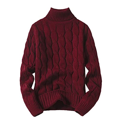 Solider Strick-Rollkragenpullover für Herren, Kleidung, Rollkragenpullover, modischer Pullover, rot, Large von Mowaaey