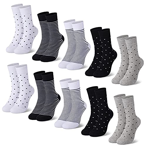 Mowenti 10 paar Socken Damen 35-38 39-42 Baumwollsocken Streifen Punkten Sportsocken-8303 35-38 von Mowenti