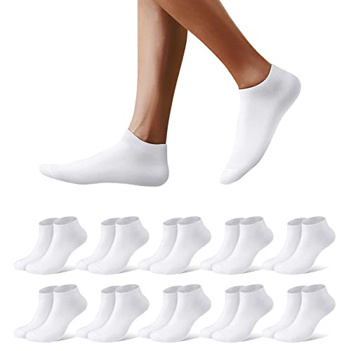 Mowenti Sneaker Socken Damen 39-42 Damen Sportsocken Kurze Socks Baumwollsocken Weiß Socken Arbeitssocken Running Laufsocken Atmungsaktive Halbsocken 10 Paar von Mowenti