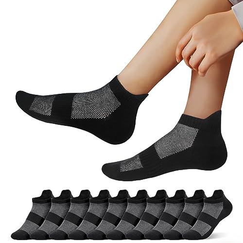 Mowenti Sneaker Socken Herren 43-46 Schwarz Damen Kurze Laufsocken 10 Paar von Mowenti