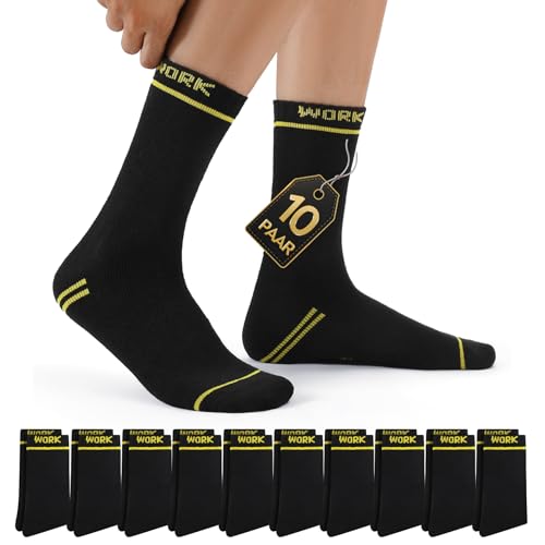 Mowenti Socken Arbeitssocken Herren 39-42 Herrensocken Thermosocken Dicke Wintersocken Baumwollsocken Strümpfe Schwarz Baumwolle Socks Men Warme Winter Frottee WORK Sock 10 Paar von Mowenti