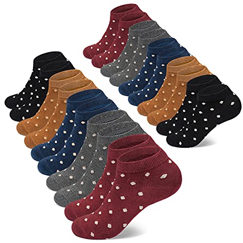 Mowenti Socken Damen 35-38 Sneaker Kurze Baumwollsocken Sportsocken 10 paar Streifen Punkten-8202 von Mowenti