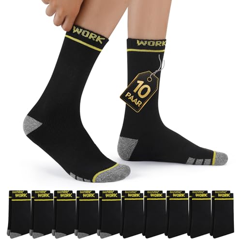 Mowenti Socken Herren 39-42 Herrensocken Dicke Thermosocken Schwarz Strümpfe Arbeitssocken Baumwolle Warme Wintersocken Frottee Winter Sportsocken WORK Grau Socks Men 10 Paar von Mowenti