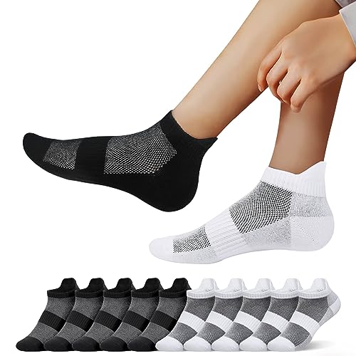 Mowenti Socken Herren 43-46 Sneaker Damen Schwarz und Weiß Sportsocken Running 10 Paar von Mowenti