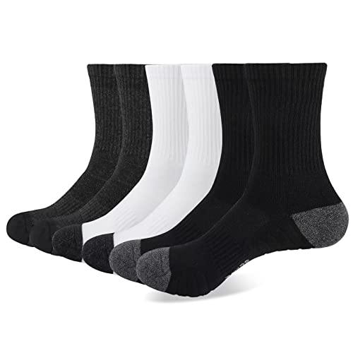 Mowenti Sneaker Socken Herren 43-46 Damen Tennissocken Sportsocken Baumwolle Business Socken Classic Atmungsaktive Laufsocken Dicke Warme Verdickte Schwarz Weiß Grau Socken Frottee Lange 6 Paar von Mowenti