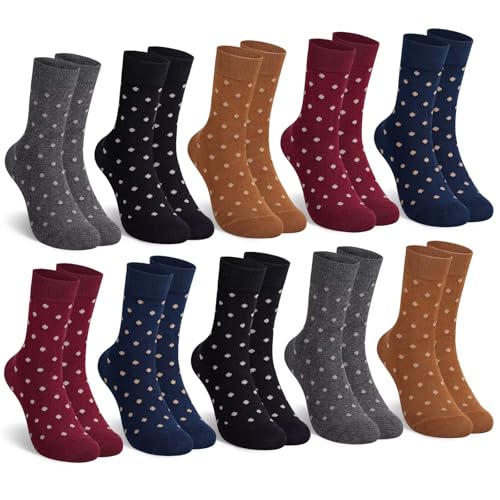 Mowenti socken damen 39-42 sportsocken strümpfe socks Damensocken bunte schwarz Streifen Punkte baumwollsocken 10 Paar Fünf-Farben von Mowenti