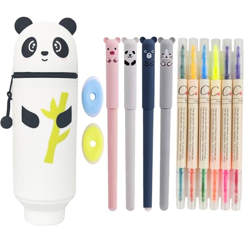 Mowtential 13 PCS Federmäppchen 2-in-1 aus Weichem Silikon Set, Tragbares Federmäppchen mit Umhängeband, einziehbar und mit großem Fassungsvermögen, praktisch zur Aufbewahrung von Schulsachen (Panda) Mowtential 13 PCS Federmäppchen 2-in-1 aus Weichem Silikon Set, Tragbares Federmäppchen mit Umhängeband, einziehbar und mit großem Fassungsvermögen, praktisch zur Aufbewahrung von Schulsachen (Panda) von Mowtential