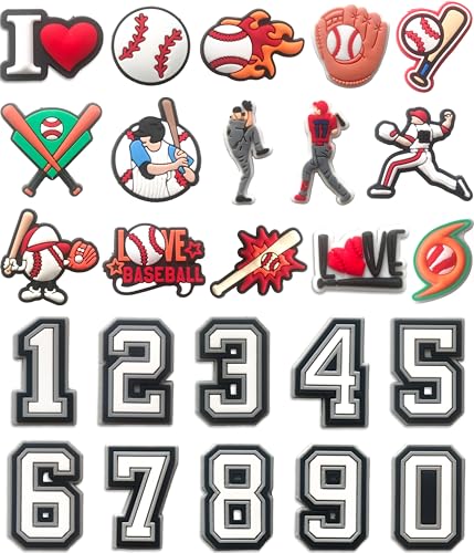Baseball- und Zahlenschuh-Anhänger für Krokodilleder; 25 Stück Schuhdekorationen für Jungen und Mädchen, Sport-Clog-Zubehör, tolles Partygeschenk Baseball- und Zahlenschuh-Anhänger für Krokodilleder; 25 Stück Schuhdekorationen für Jungen und Mädchen, Sport-Clog-Zubehör, tolles Partygeschenk von Mowzury