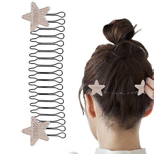 Haarseitenkämme Strass, Unsichtbare Haarkämme für feines Haar, Dehnbarer Strass-Stern-Haarnadel-Clip für verdrehtes Haar-Organizer-Artefakt Moxeupon von Moxeupon