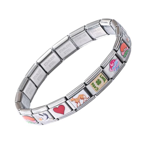 Moxeupon Italienischer Modularer Charm,Edelstahl Handgefertigtes Handgelenksarmband für Mädchen - Schmuck Accessoires Für Dates Reisen Und Cocktailpartys Hochzeit von Moxeupon