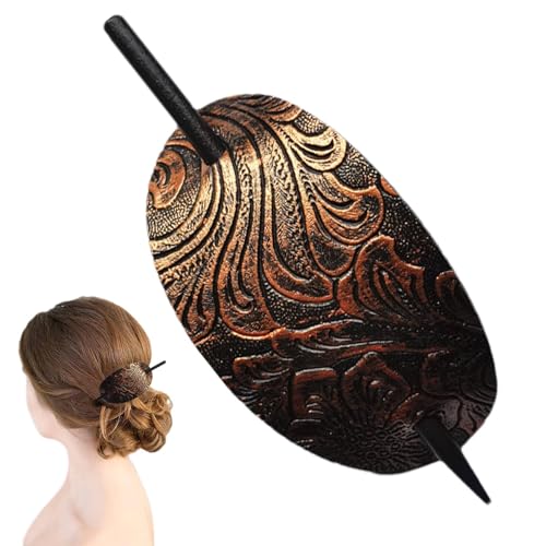 Moxeupon Lederhaarnadel Mit Stick, Kunstleder Haarspangen Stick Haarspange Ovale Form Haarspangen Hair Slide Haarnadeln Pferdeschwanzhalter Haarschmuck Für Frauen Mädchen von Moxeupon