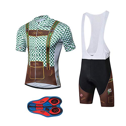 Herren Fahrradtrikot, schnelltrocknend, Fahrradtrikot + Trägerhose mit 9D-Gel-gepolstertem MTB - - XXL = Höhe : 6/ 6'2 Gewicht : 170/ 190lbs von Moxilyn