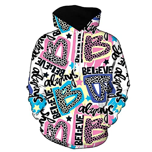 Moxilyn 3D Anime Hoodies Pullover Graffiti-Mix Erwachsene Kapuzenpulli Langarm Print Stereoskopischer Hoodie für Männer Frauen von Moxilyn