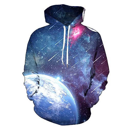 Moxilyn 3D Anime Hoodies Pullover Sternengalaxie Erwachsene Kapuzenpulli Langarm Print Stereoskopischer Hoodie für Männer Frauen von Moxilyn