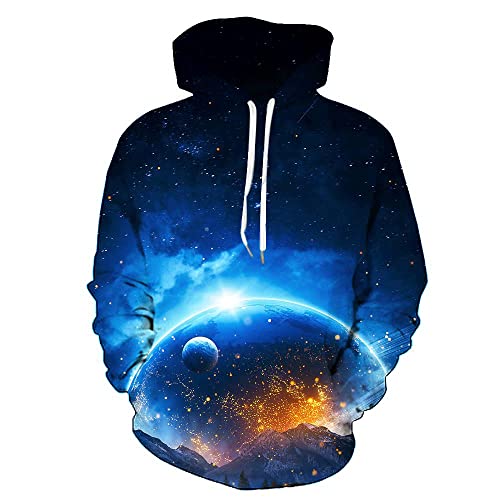 Moxilyn 3D Anime Hoodies Pullover Sternengalaxie Erwachsene Kapuzenpulli Langarm Print Stereoskopischer Hoodie für Männer Frauen von Moxilyn