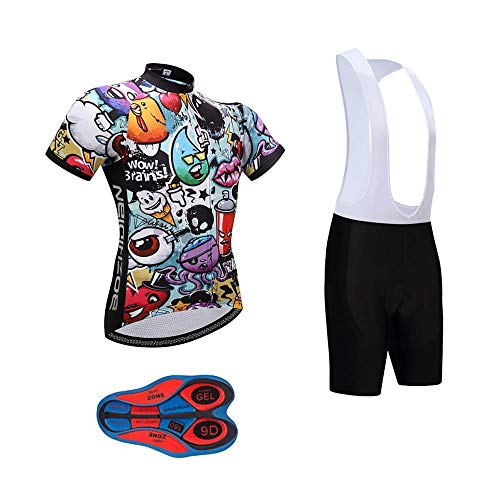 Moxilyn Fahrradtrikot Kurzarm Set für Herren Radtrikot T Shirt Radsport Radtrikot Set Fahrrad Trikot Kurzarm+Radhose mit 9D Gel,Ursprüngliche Gaze Radjacke und Radhose,Cycling Jersey Radtrikot von Moxilyn