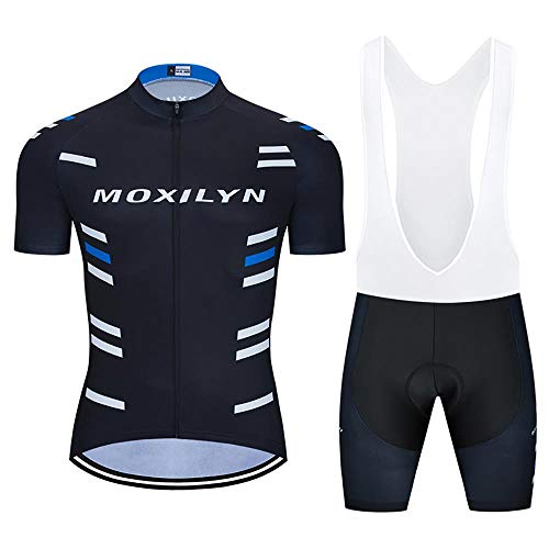 Moxilyn Fahrradtrikot Kurzarm Set für Herren Radtrikot T Shirt Radsport Radtrikot Set Fahrrad Trikot Kurzarm+Radhose mit 9D Gel,Ursprüngliche Gaze Radjacke und Radhose,Cycling Jersey Radtrikot von Moxilyn