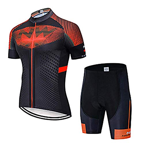 Moxilyn Fahrradtrikot Kurzarm Set für Herren Radtrikot T Shirt Radsport Radtrikot Set Fahrrad Trikot Kurzarm+Radhose mit 9D Gel,Ursprüngliche Gaze Radjacke und Radhose,Cycling Jersey Radtrikot von Moxilyn