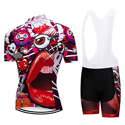 Moxilyn Fahrradtrikot Kurzarm Set für Herren Radtrikot T Shirt Radsport Radtrikot Set Fahrrad Trikot Kurzarm+Radhose mit 9D Gel,Ursprüngliche Gaze Radjacke und Radhose,Cycling Jersey Radtrikot von Moxilyn