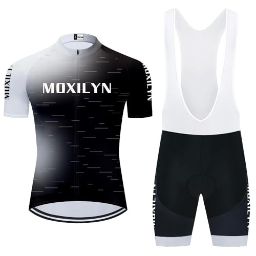 Moxilyn Fahrradtrikot Kurzarm Set für Herren Radtrikot T Shirt Radsport Set Fahrrad Trikot +Radhose mit 20D Gel Fahrradbekleidung von Moxilyn