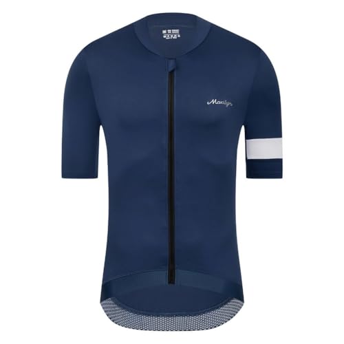 Moxilyn Herren Fahrrad Kurzarmtrikot MTB Radtrikot Kurzarm Rennrad Shirts Fahrradbekleidung 4 Taschen Full Zip mit 4 Taschen von Moxilyn