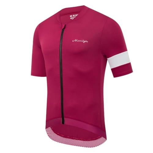 Moxilyn Herren Fahrrad Kurzarmtrikot MTB Radtrikot Kurzarm Rennrad Shirts Fahrradbekleidung 4 Taschen Full Zip mit 4 Taschen von Moxilyn