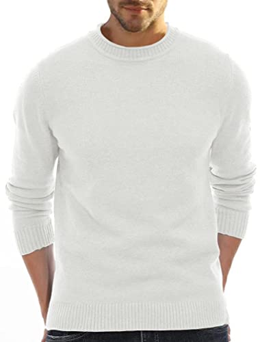 Moxilyn Herren Strickpullover Feinstrick Pullover mit Rundhalsausschnitt Klassischer Feinstrickpullover Ausschnitt Slim Fit Langarm Pulli für Winter von Moxilyn