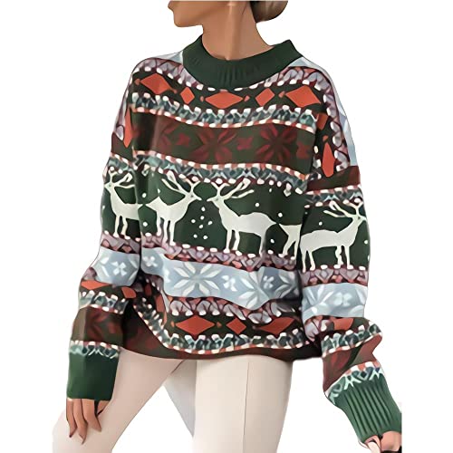 Moxilyn Weihnachtspullover Strickpullover Lustig Christmas Sweater Hässlicher Weihnachtspulli für Damen Herren mit Rundhalsausschnit von Moxilyn