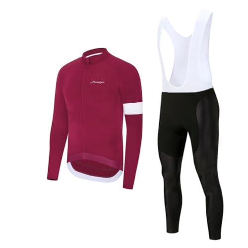 Moxilyn Winter Fleece Radtrikot Set Langarm Herren Thermische Fahrradbekleidung Radsportanzüge Fahrradtrikot mit Thermofleecefutter Fahrradhose mit Sitzpolster + 20D Gel für Radfahren MTB von Moxilyn
