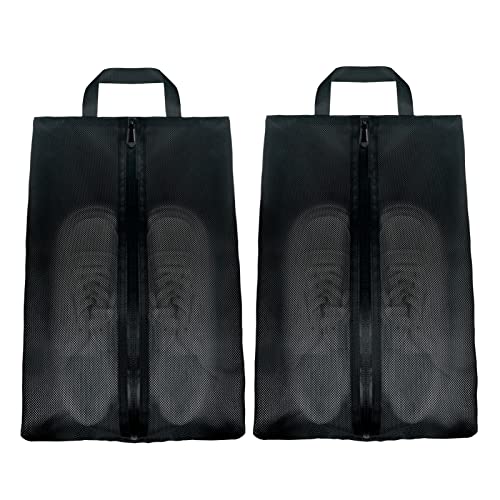 Moyad 2 Stück Schuhtasche Reise Schuhbeutel Große XXL-Schuhtaschen mit Reißverschluss Schuhorganizer Aufbewahrungstasche Tragbar Transparent Schuhsack Reisezubehör Travel Essentials für Frauen Schwarz von Moyad