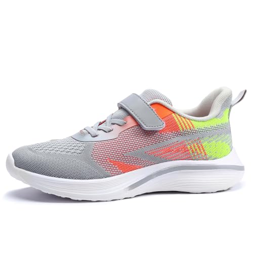 Moyagu Hallenschuhe Für Jungen Turnschuhe Für Jungen Turnschuhe Mädchen Hallenschuhe Kinder Sportschuhe Kinderschuhe Sneaker Tennisschuhe Outdoor Laufschuhe grau30EU von Moyagu