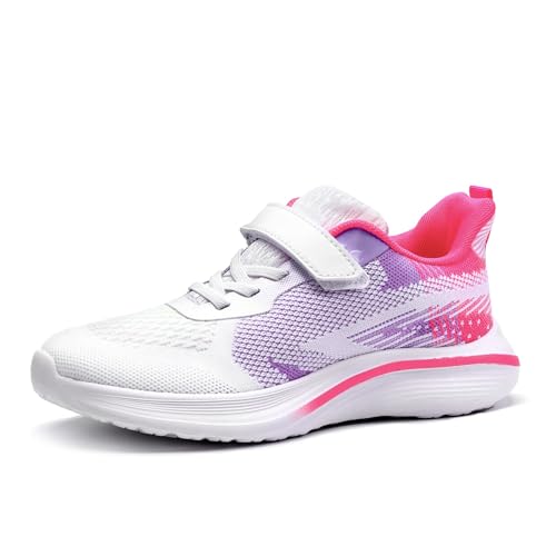 Moyagu Turnschuhe Mädchen Sportschuhe Mädchen Turnschuhe Jungen Laufschuhe Mesh Atmungsaktiv Hallenschuhe Kinder Tennisschuhe Leicht Outdoor Fitness Sneaker Lila; 33EU von Moyagu