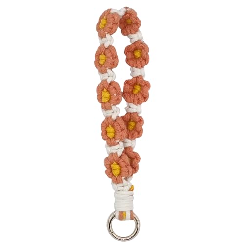 Moydolo Boho niedlichen Gänseblümchen Blume Armband Schlüsselbund Schlüsselanhänger Armband Handgelenk Lanyard für Frauen Mädchen von Moydolo