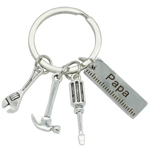 Moydolo Hammer Schraubendreher Schraubenschlüssel Schlüsselanhänger Dad's Tools Anhänger Metall Keychain für Dad Vatertag von Moydolo
