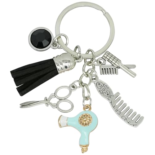 Moydolo Kamm Schere Haartrockner Schlüsselanhänger Barbe Schlüsselanhänger für Friseur Haarstylist Handtasche Rucksack von Moydolo