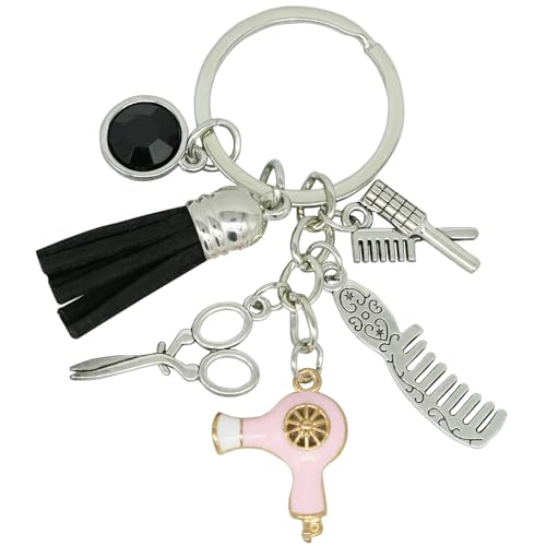 Moydolo Kamm Schere Haartrockner Schlüsselanhänger Barbe Schlüsselanhänger für Friseur Haarstylist Handtasche Rucksack von Moydolo